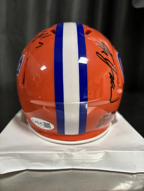 Florida Gators Steve Spurrier Tim Tebow Danny Wuerffel Signed Mini Helmet JSA
