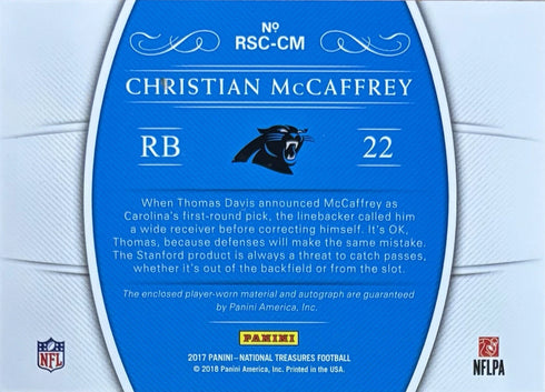 2017 National Treasur Christian McCaffrey Panthers RC Gear RPA /99 #RSC-CM
