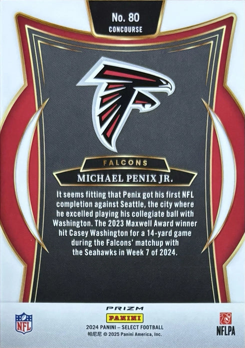 2024 Select Michael Penix Jr Atlanta Falcons Red Blue Shock Rookie Concourse #80