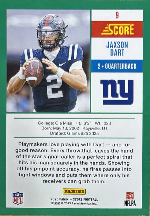 2025 Score Jaxson Davis New York Giants Rookie #9