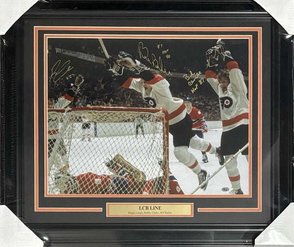 Philadelphia Flyers Leach Clarke Barber Signed Framed 16x20 Sports Vault