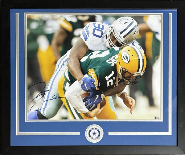 Dallas Cowboys Demarcus Lawrence Signed Framed 16x20 Photo Sack Beckett