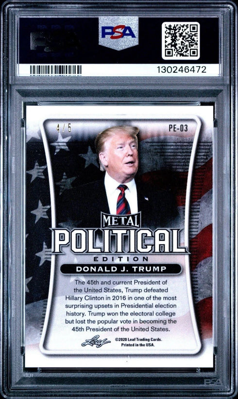 2020 Leaf Metal American politics Donald Trump Card Black crystal PSA 9