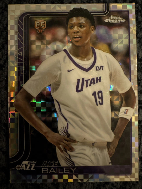 Topps 2025-26 Chrome Ace Bailey Rookie X-Fractor Card #255 Utah Jazz