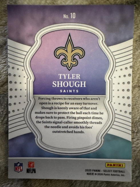 2025 Panini Select Rookie Select Certified Tyler Shough #10 New Orleans Saints