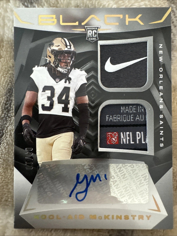 Kool-Aid McKinstry 2024 Panini Black Football Rookie Auto Relic RPA /60 Saints