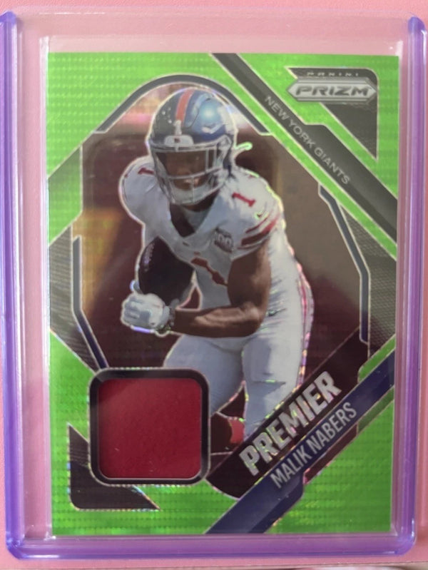 2025 Panini Prizm Premier Jerseys Neon Green Malik Nabers Giants NFL #PJY-MNS