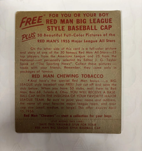 1955 Red Man NL w Tab #19 Duke Snider Red Sox