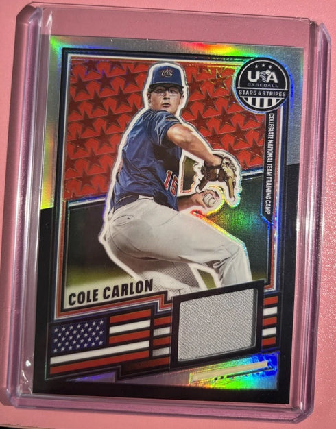 2026 Panini USA Baseball Stars & Stripes - Cole Carlon Patch Silver Prizm