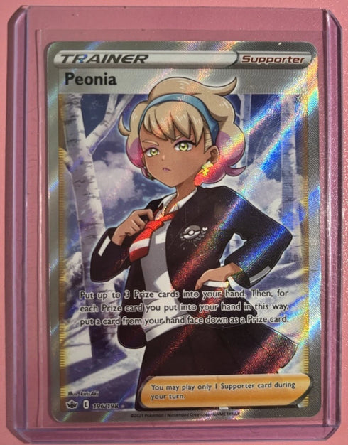 Pokemon Peonia Full Art Ultra Rare Holo Swsh06 Chilling Reign Trainer 196/198