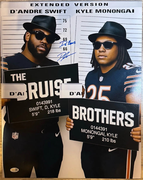 D'andre Swift Signed Bruise Brothers Chicago Bears 16x20 Photo JSA