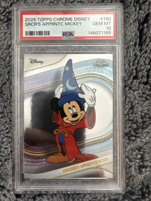 2025 TOPPS CHROME DISNEY #190 SORCERER'S APPRENTICE MICKEY PSA 10