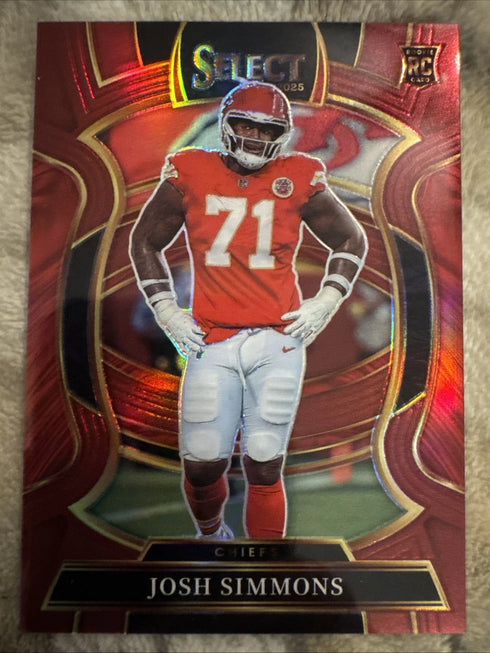 2025 Panini Select - Concourse Josh Simmons #8 Maroon Prizm /149 (RC)