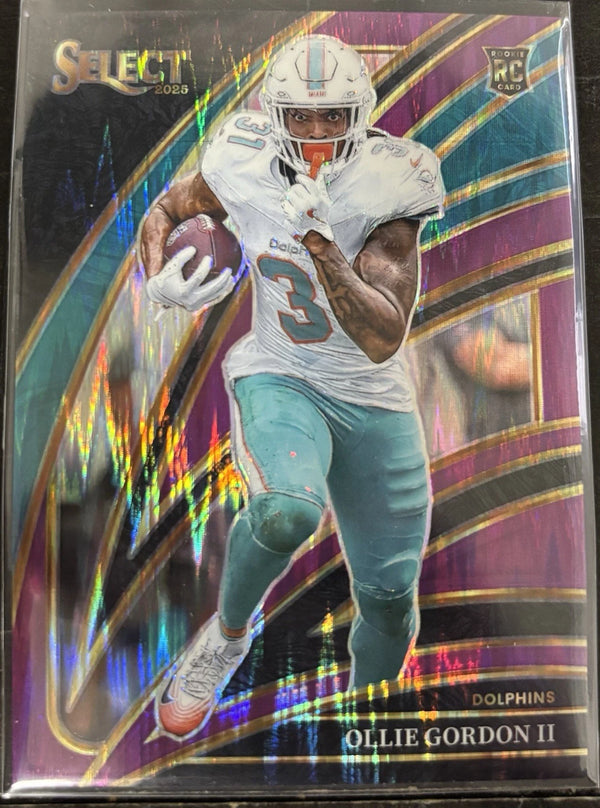 2025 Panini Select - Club Level Ollie Gordon II #281 Purple Shock /699 Dolphins