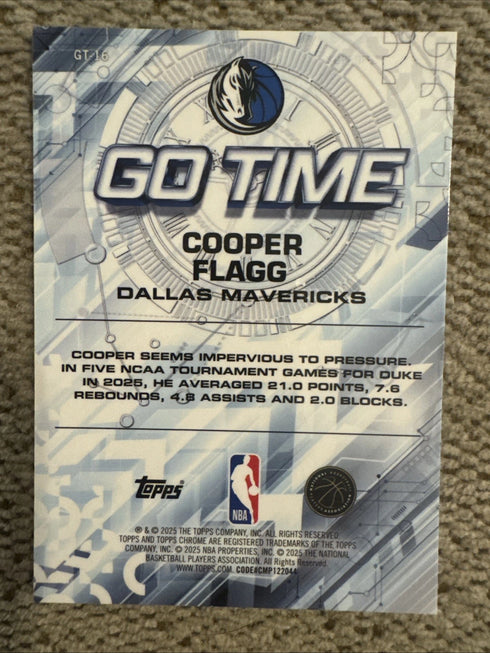 Cooper Flagg 2025-26 Topps Chrome Go Time Rookie Insert #GT-16 Mavericks