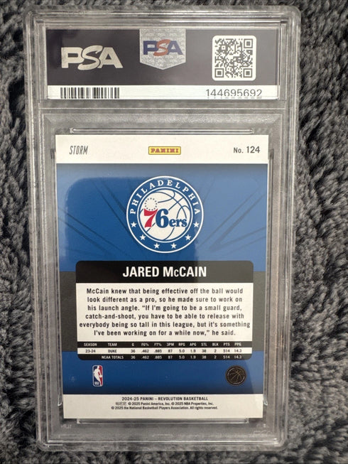 2024-25 Panini Revolution - Rookies Jared McCain #124 Blue Storm (RC) PSA 10
