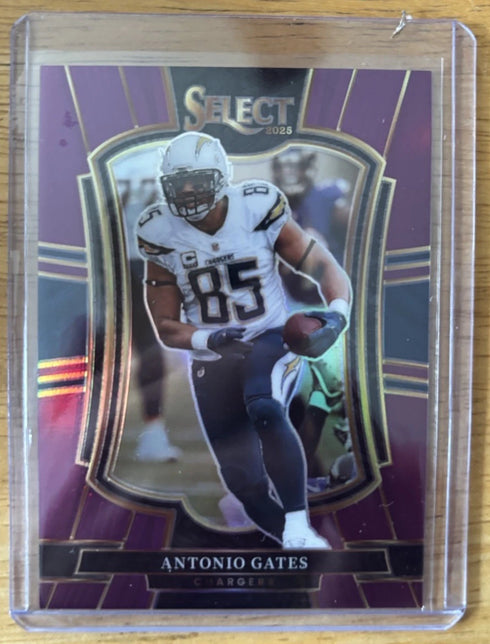 2025 Panini Select Antonio Gates Premier Level Prizm Purple Football #150 /75