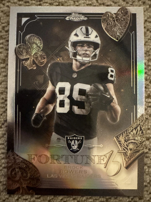 2025 Topps Chrome Football Brock Bowers Fortune 15 Refractor #F15-8 Raiders