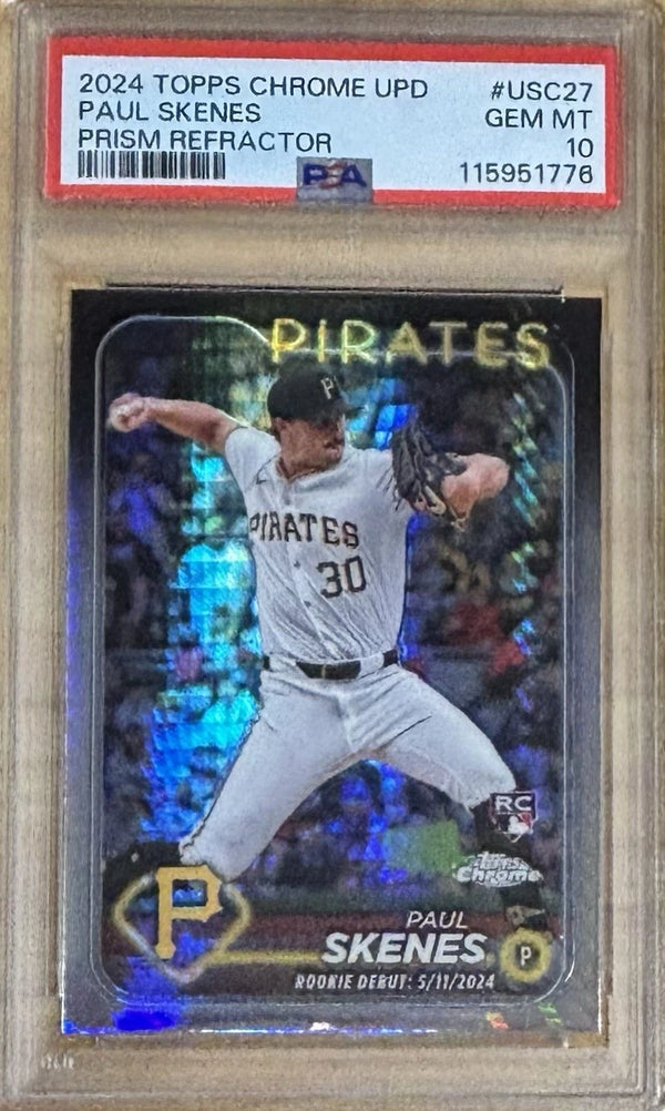 2024 Topps Chrome Upd Paul Skenes Prism Refractor Rookie PSA 10