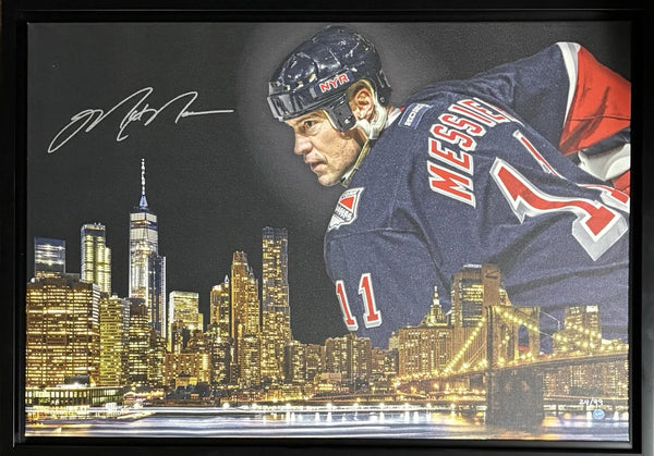 New York Rangers Mark Messier Signed Framed 20x29 Canvas /99 COA