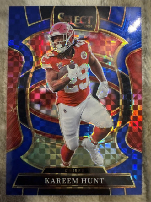 2025 Panini Select # 7 Kareem Hunt Concourse Blue Prizm /249 Kansas City Chiefs