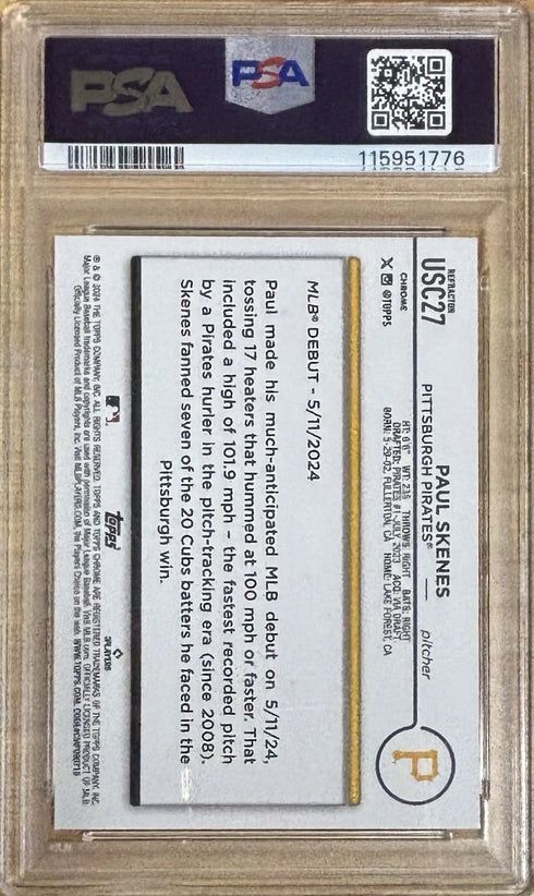 2024 Topps Chrome Upd Paul Skenes Prism Refractor Rookie PSA 10