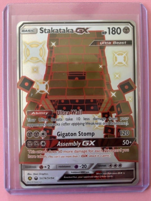 Pokémon Stakataka GX Ultra Beast Full Art Holo SV74/SV94 Hidden Fates 180 HP