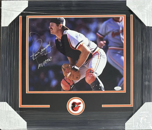 Baltimore Orioles Rick Dempsey Signed Framed 11x14 Catching Hor Silver JSA COA