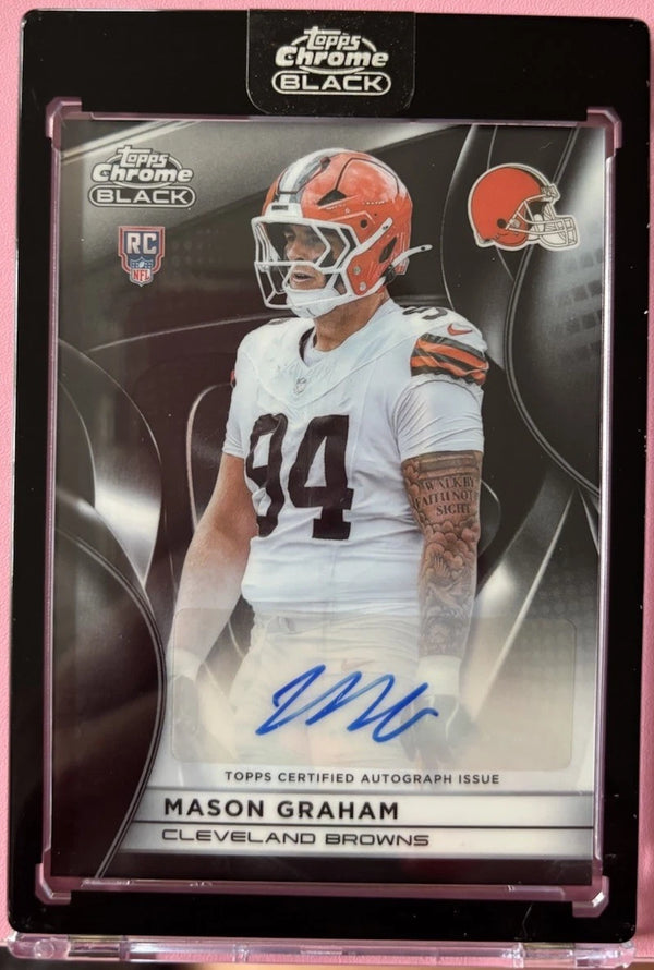 2025 Topps Chrome Black Football Mason Graham Rc Rookie Chrome Auto BRFAN