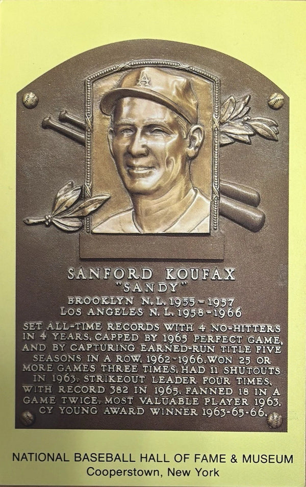 Sandy Koufax MLB Hall Of Fame Gold Postcard