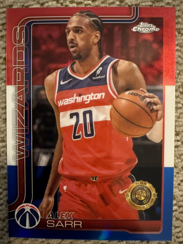 ALEX SARR 2025-26 Topps Chrome Basketball Red White Blue Refractor Card
