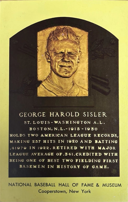 George Sisler MLB Hall Of Fame Gold Postcard