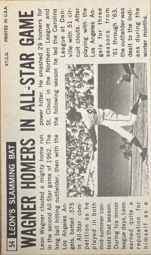 1964 Topps Oversized Leon Wagner Cleveland Indians #54