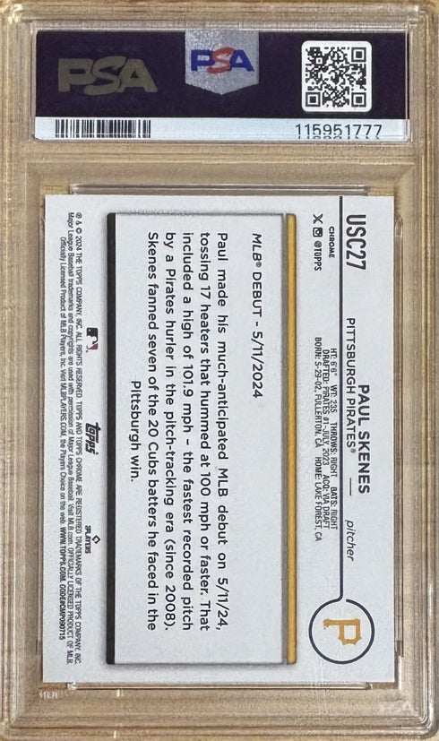 2024 Topps Chrome Upd Paul Skenes X-Fractor Rookie PSA 10