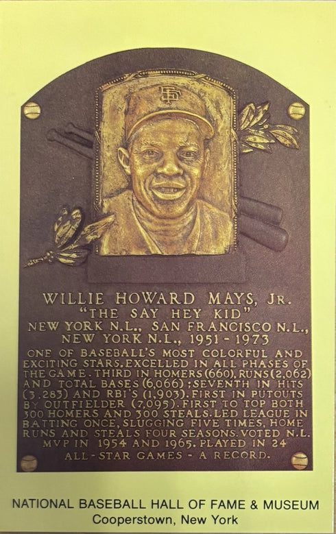 Willie Mays MLB Hall Of Fame Gold Postcard