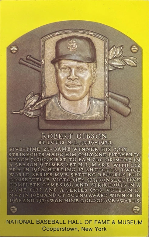 Bob Gibson MLB Hall Of Fame Gold Postcard