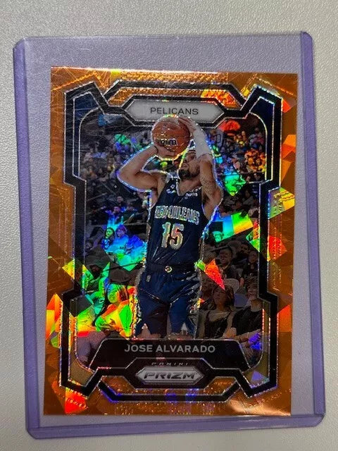 Jose Alvarado ORANGE CRACKED ICE 2023-24 Panini Prizm #244 NO Pelicans (SP)