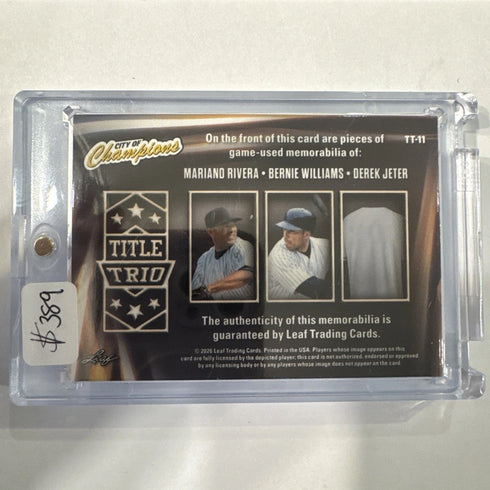Leaf City of Champions Jeter Rivera Bernie Williams Triple Relic /3 Yankees