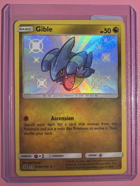 Gible SHINY SV38/SV94 Hidden Fates Holo Foil Rare Pokemon Card