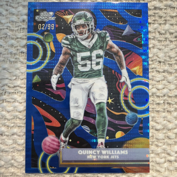 2025 Topps Cosmic Chrome Quincy Williams Blue Moon Refractor /99 NY Jets