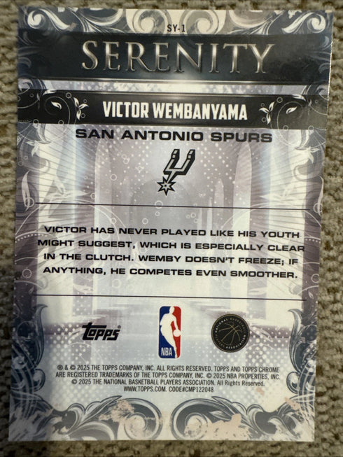 Topps 2025-26 Chrome Serenity Insert Victor Wembanyama San Antonio Spurs SY-1