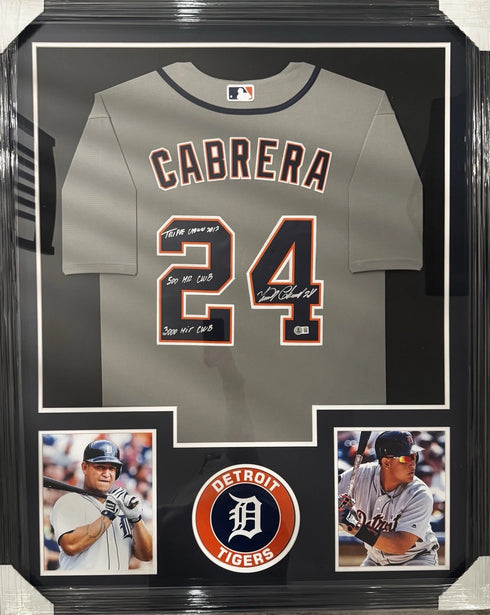 Miguel Cabrera Framed Signed / Inscr Detroit Tigers Jersey Beckett COA
