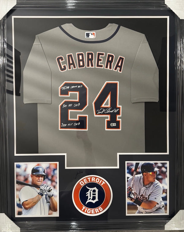 Miguel Cabrera Framed Signed / Inscr Detroit Tigers Jersey Beckett COA