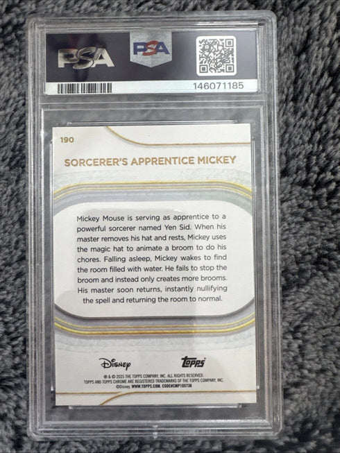 2025 TOPPS CHROME DISNEY #190 SORCERER'S APPRENTICE MICKEY PSA 10