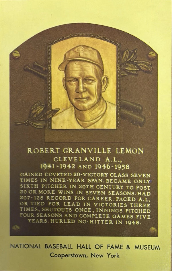 Robert Lemon MLB Hall Of Fame Gold Postcard