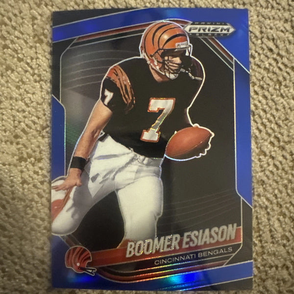 Panini Prizm Black Boomer Esiason #27 Blue Prizm Serial Numbered /199