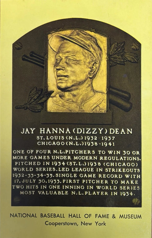 Dizzy Dean MLB Hall Of Fame Gold Postcard
