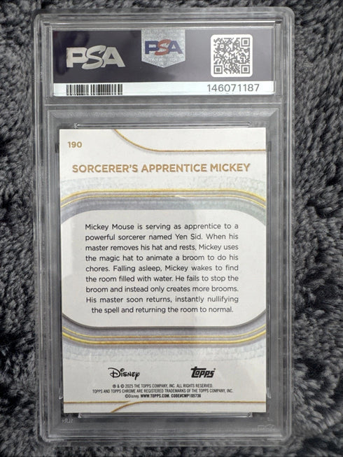 2025 TOPPS CHROME DISNEY #190 SORCERER'S APPRENTICE MICKEY PSA 10
