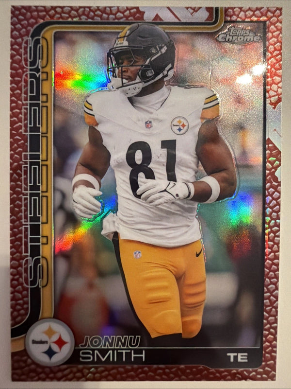 2025 TOPPS CHROME LEATHER FOOTBALL REFRACTOR #257 JONNU SMITH STEELERS