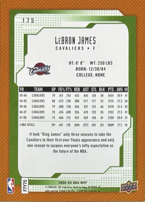 2008 Upper Deck LeBron James Cleveland Cavaliers Team MVP #175